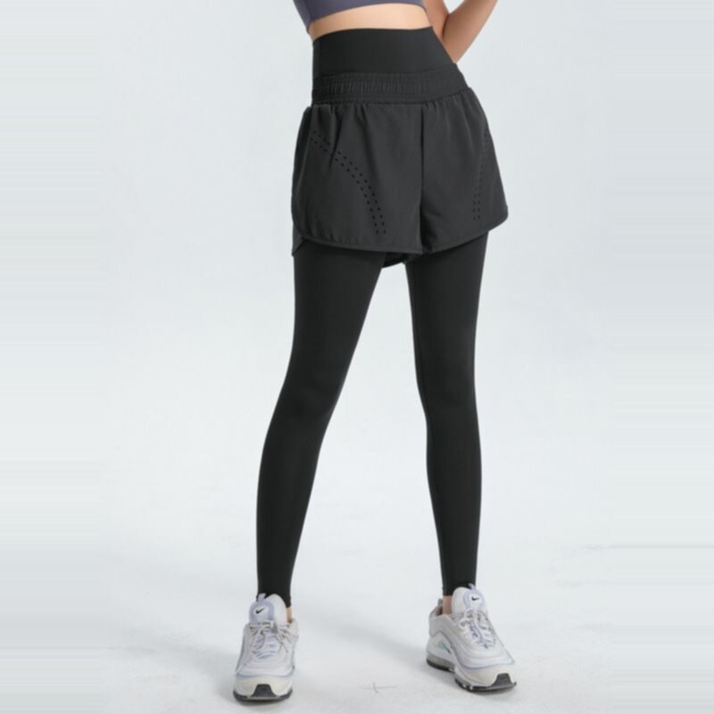 Spring and autumn high waist fake two yoga pants